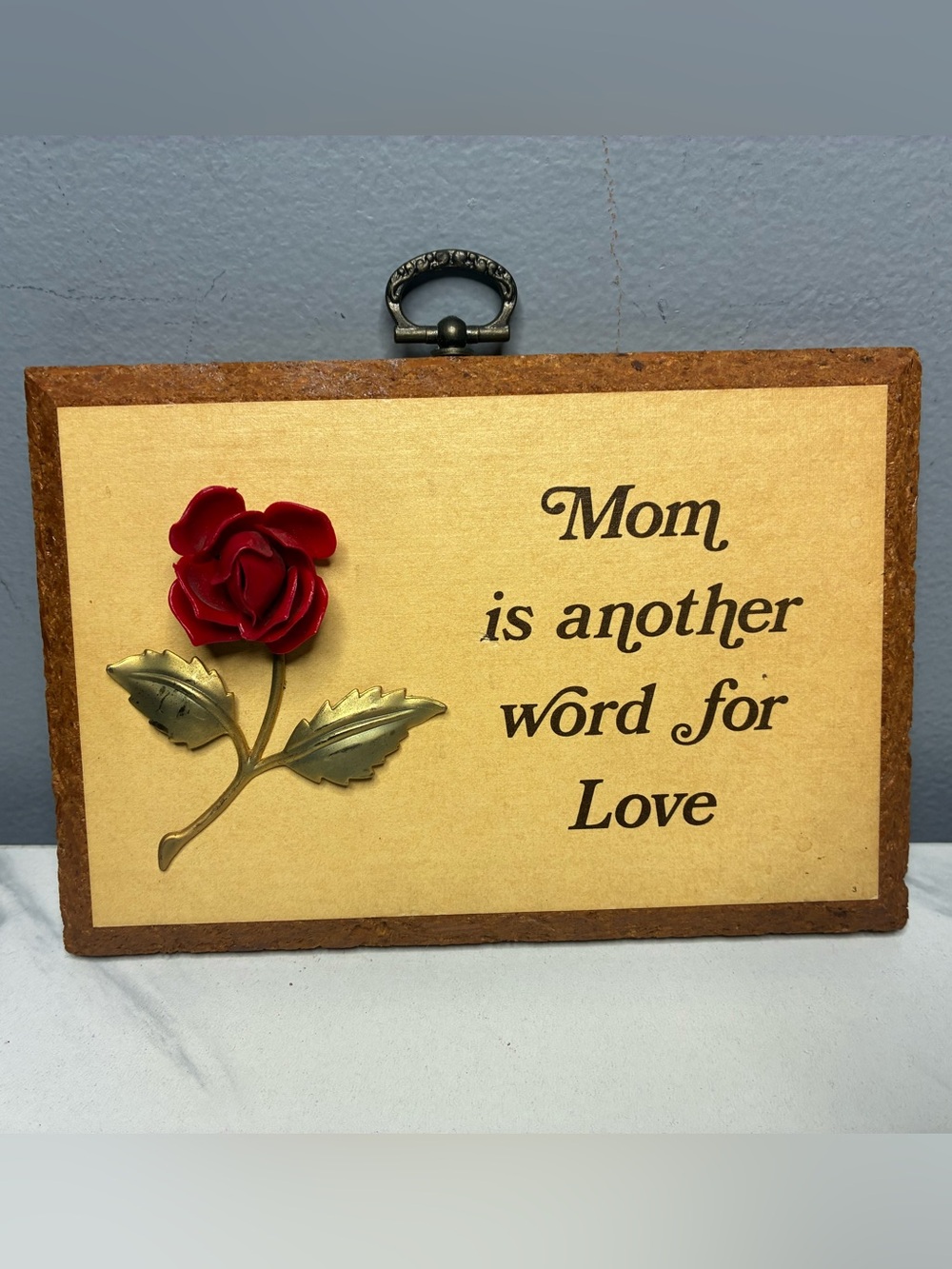 1978 Paula’s Rose Plaque Mom Is Another Word for Love C.M. Paula